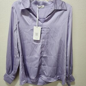 Grace Karin Lilac Satin Top Size Medium NWT